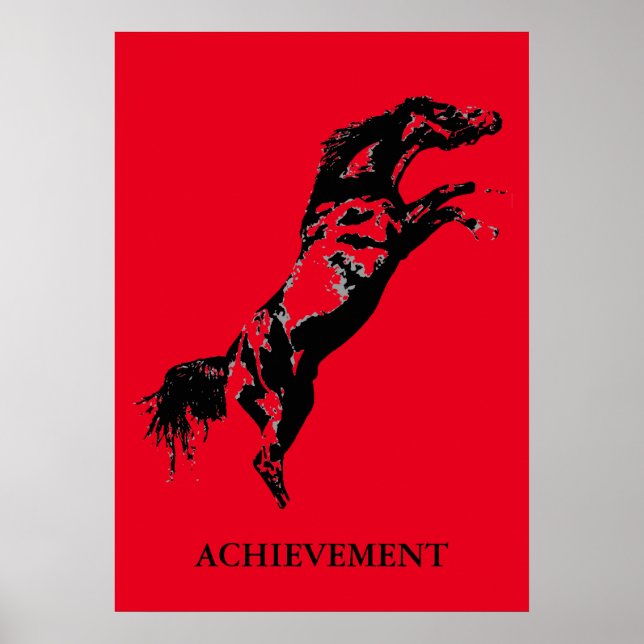 Affiche Inspiration Réussite Rouge Black Horse Pop Art (Devant)