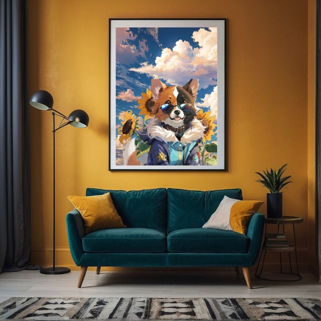 Affiche Inspiration Tourne de Chien mignon Floral Tourneso (Available in a variety of sizes from very big to very small)