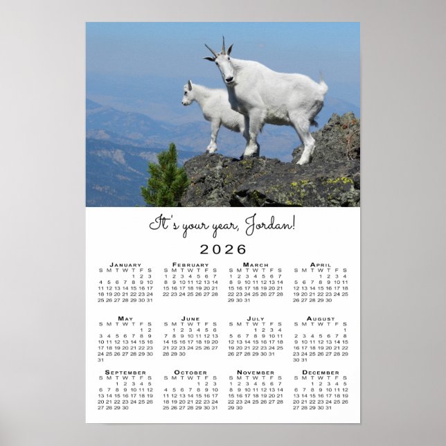 Affiche Inspirational Goat Modèle photo 2026 Calendrier (Devant)