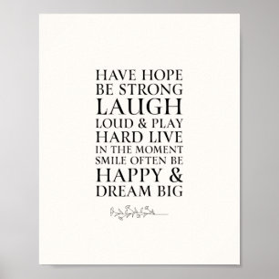 Affiche Inspirational Have Hope Black & White Quote
