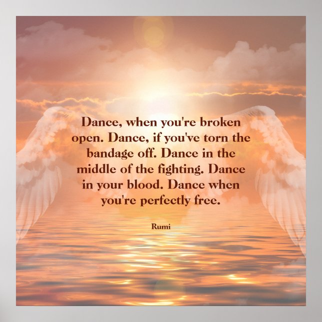 Affiche Inspirational Motivational Rumi Quote Angel Wings (Devant)