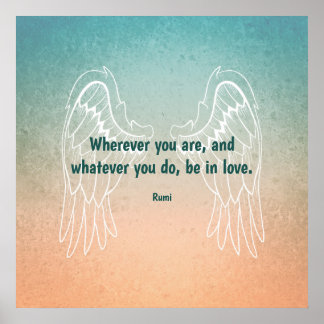 Affiche Inspirational Motivational Rumi Quote Angel Wings