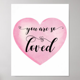 Affiche Inspirational Pink Love Citation White Heart Affic