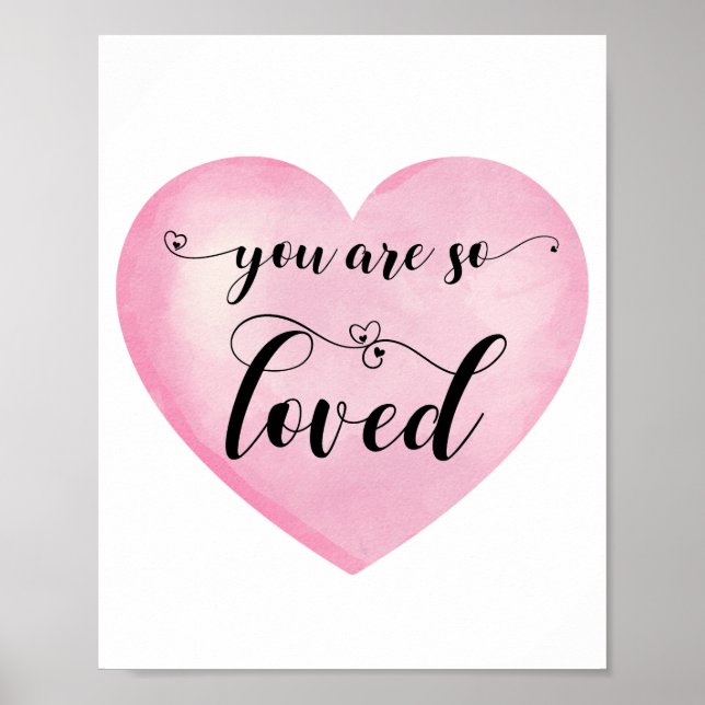 Affiche Inspirational Pink Love Citation White Heart Affic (Devant)