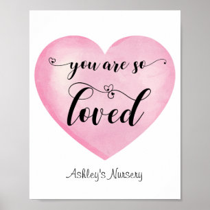 Affiche Inspirational Pink Love Citation White Heart Affic