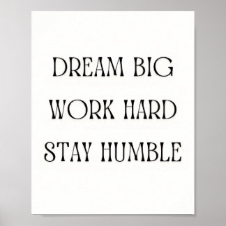 Affiche Inspirational Quote Wall Art - Dream Big Work Hard