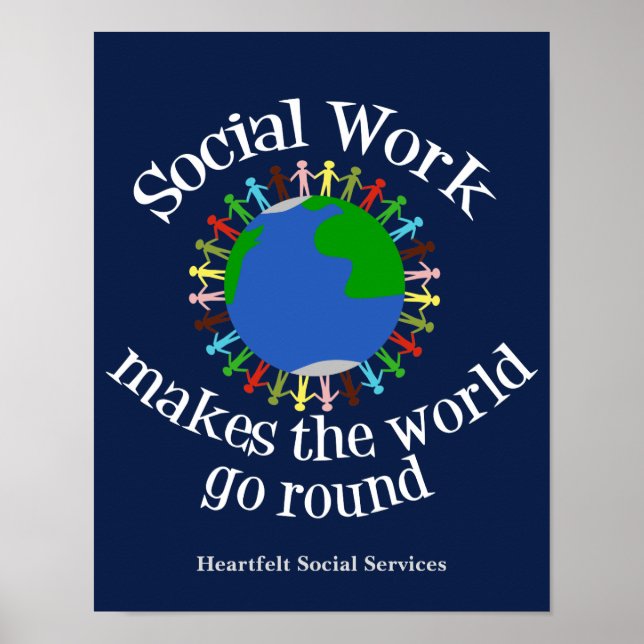 Affiche Inspirational Social Work Quote Custom Blue Office (Devant)