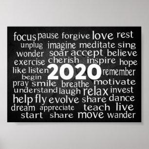 Affiche Inspirational Verb Word Cloud for 2020