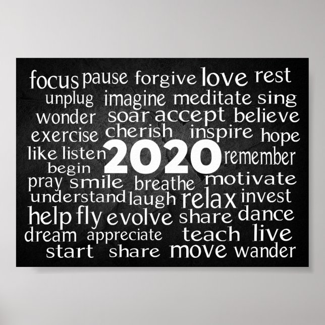 Affiche Inspirational Verb Word Cloud for 2020 (Devant)