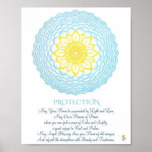 Affiche Inspirationnel bleu jaune Mandala Sacré Géométrie