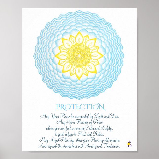 Affiche Inspirationnel bleu jaune Mandala Sacré Géométrie (Devant)