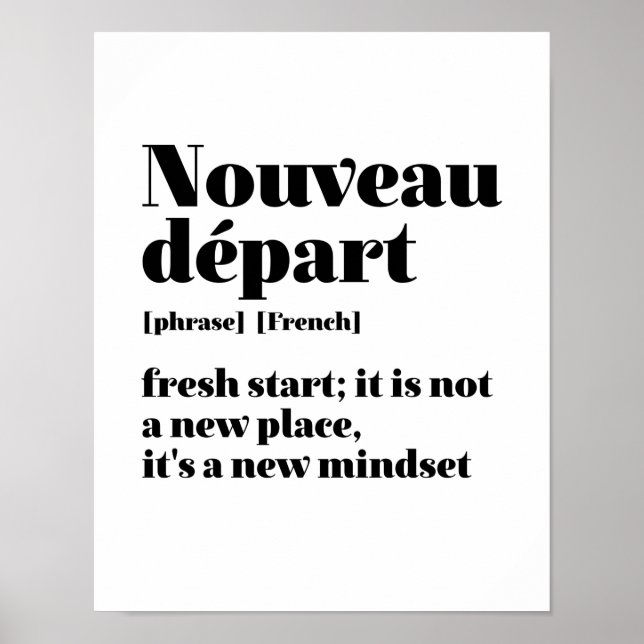 Affiche Inspirationnel Français frais Départ Nouveau Dépar (Devant)