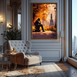Affiche Inspiré de l'impressionnisme, Le Penseur en automn
