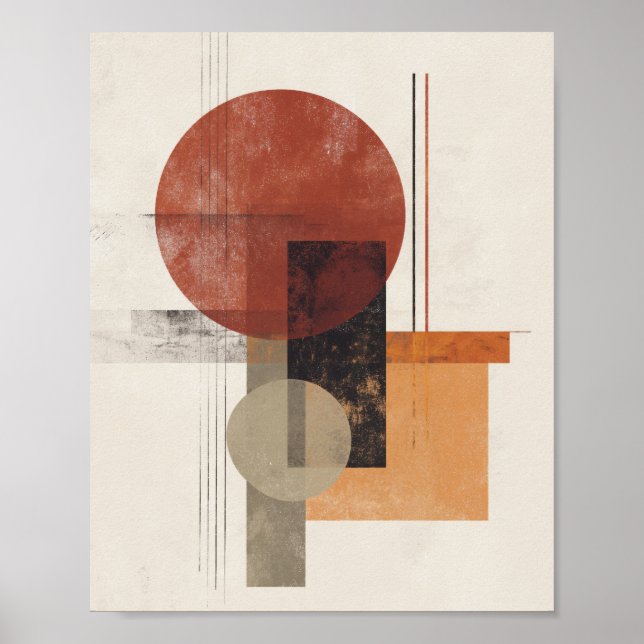 Affiche Inspiré du Bauhaus – Abstrait Moderne dans des Ton (Devant)