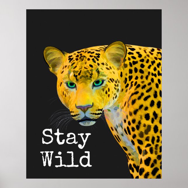 Affiche Inspiré Leopard Reste sauvage Noir (Devant)