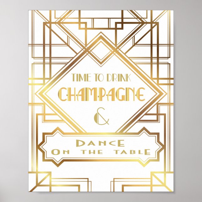 Affiche inspirée de Gatsby pour boire du champagne (Devant)