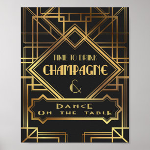 Affiche inspirée de Gatsby pour boire du champagne
