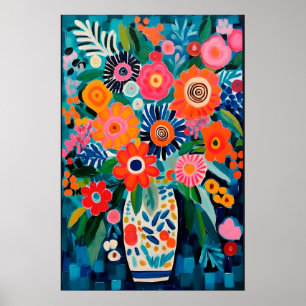 Affiche inspirée de MATISSE aux FLEURS Colorées –