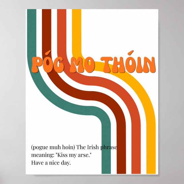 Affiche inspirée des années 70 Póg mo thóin Irland (Devant)