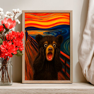 Affiche inspirée du cri drôle d'un ours noir