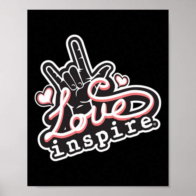 Affiche inspirer l'amour ASL ILY Hand Sign Language Deaf A (Devant)