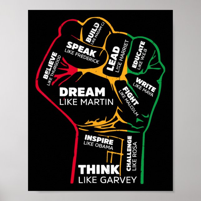 Affiche Inspirer les leaders noirs Poing de puissance main (Devant)