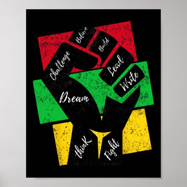 Affiche Inspirer les leaders noirs puissance main main mai (Devant)