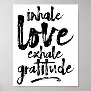 Affiche Inspirez l'amour expirez la gratitude Yoga Citatio