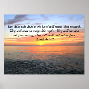 AFFICHE INSPIRING SUNRISE ON THE OCEAN ISAIAH 40:31