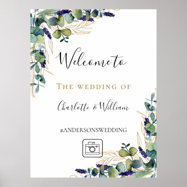 Affiche Instagram vert d'eucalyptus mariage bienvenue (Devant)