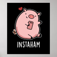 Instaham Funny Médias sociaux Pig Pun Dark BG