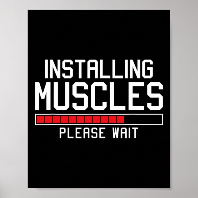 Affiche Installation De Muscles Veuillez Attendre Gymnase  (Devant)