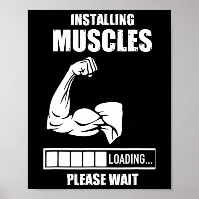 Affiche Installation De Muscles Veuillez Patienter Gym Bod (Devant)