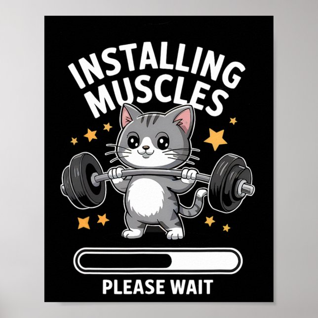 Affiche Installation Muscles Veuillez Patienter Gym Cat Bo (Devant)