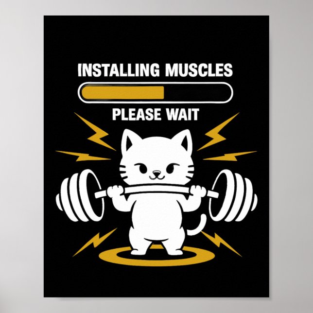 Affiche Installation Muscles Veuillez Patienter Gym Cat Bo (Devant)