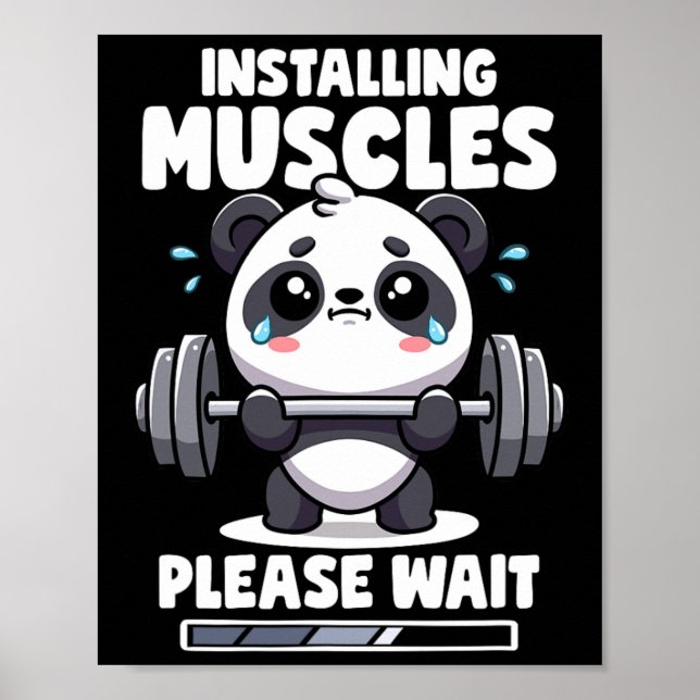 Affiche Installation Muscles Veuillez Patienter Panda Lift (Devant)