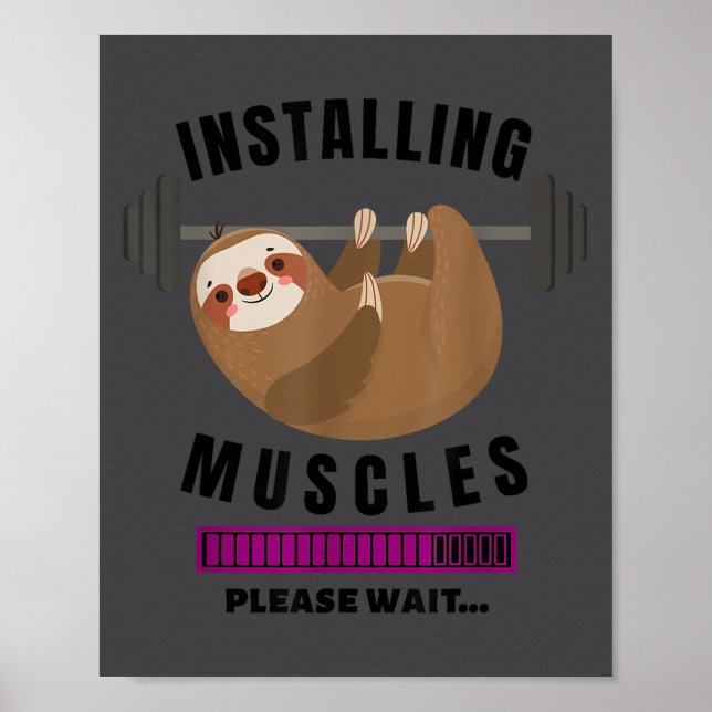 Affiche Installing Muscles Sloth Weight Lifting Fitness Mo (Devant)