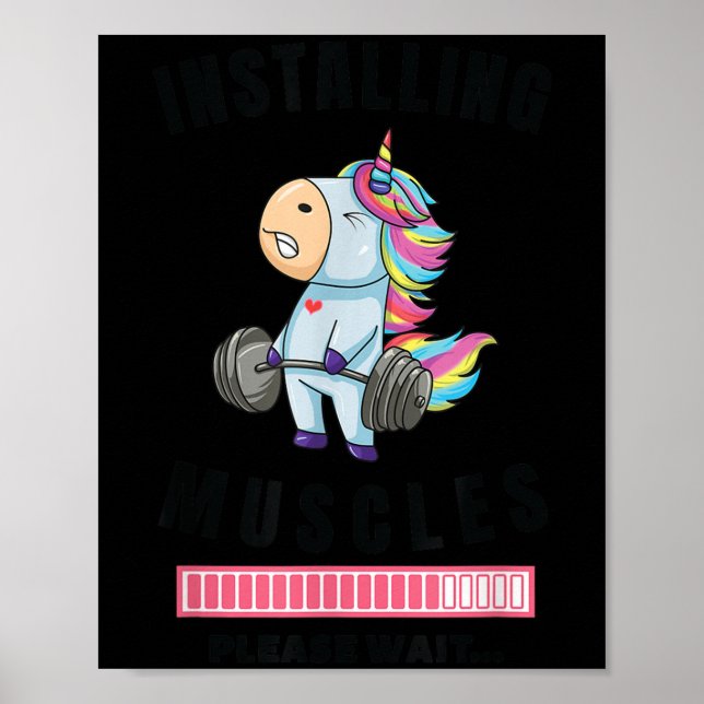 Affiche Installing Muscles Unicorn Weight Lifting Fitness  (Devant)