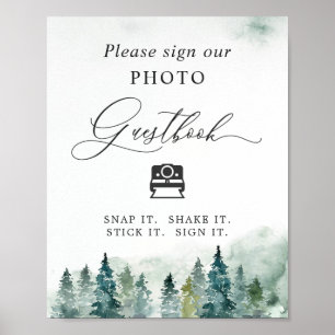 Affiche Instant Photo Guestbook Sign Forest Pine Trees