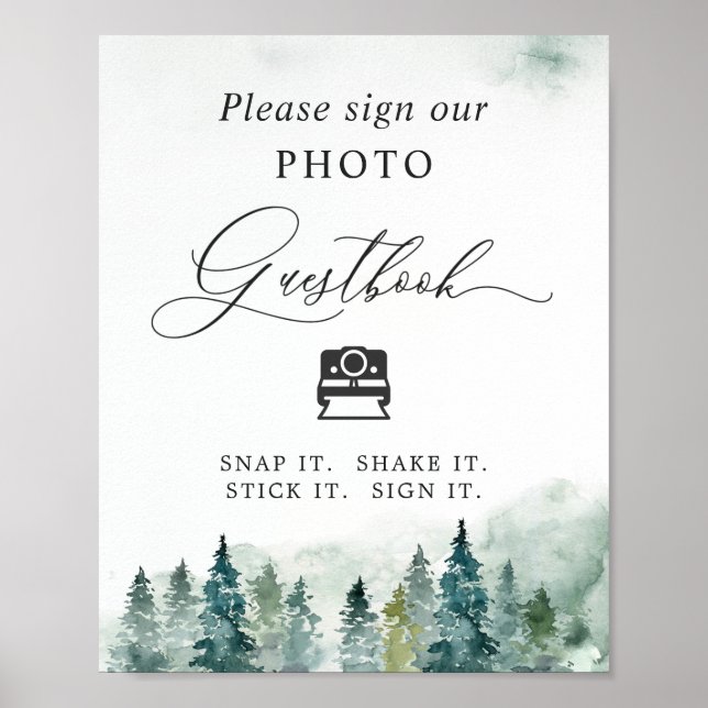Affiche Instant Photo Guestbook Sign Forest Pine Trees (Devant)
