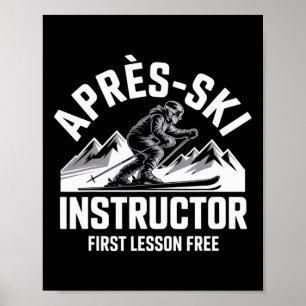 Affiche Instructeur Apres Ski Ski Snowboard Skieur Avr