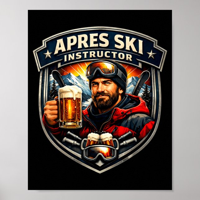 Affiche Instructeur d'après-ski drôle professeur de ski ho (Devant)