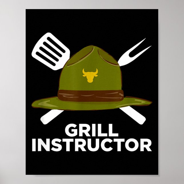 Affiche Instructeur de grillade pitmaster de barbecue drôl (Devant)