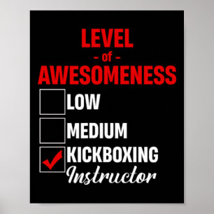 Affiche Instructeur de kickboxing Niveau de Awesomeness Mi