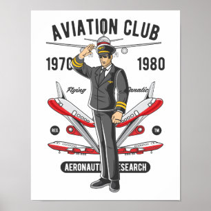 Affiche Instructeur de vol du pilote du Club de l'aviation