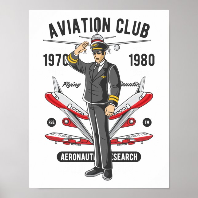 Affiche Instructeur de vol du pilote du Club de l'aviation (Devant)