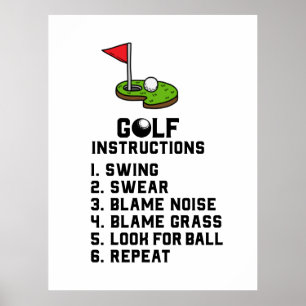 Affiche Instruction de golf Swing Sweer au trou du drapeau