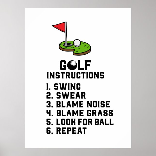 Affiche Instruction de golf Swing Sweer au trou du drapeau (Devant)