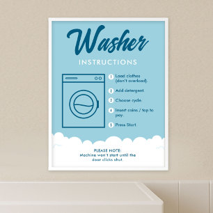 Affiche Instructions de lave-linge Panneau d'affichage de