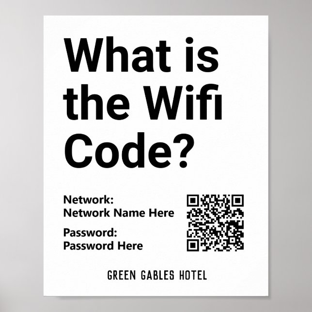 Affiche Instructions pour le code WiFi plus code QR sur un (Devant)